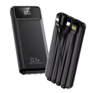 TurboGiga Plus 10000mAh Power Bank with 4-in-1 Cable Attach Type C, Compatible with All Mobiles