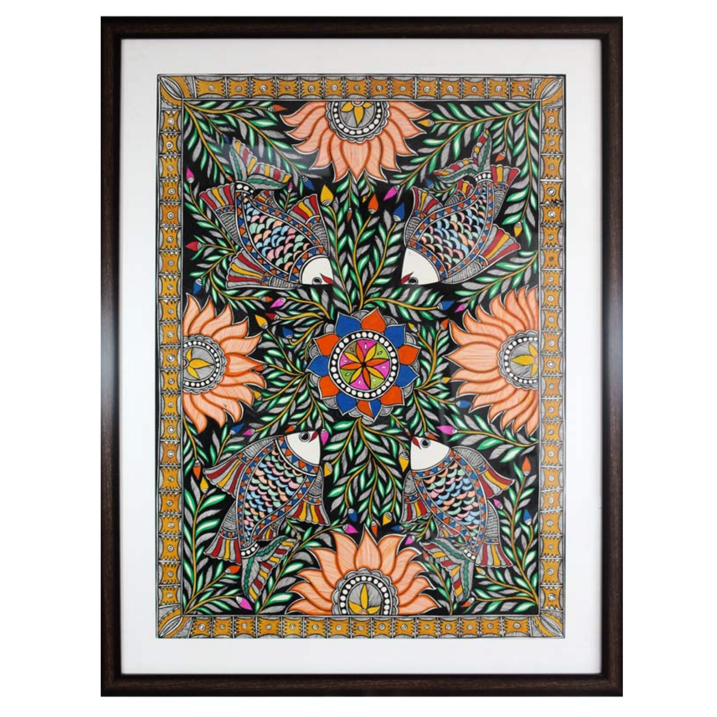 Madhubani Painting Fish Mandala