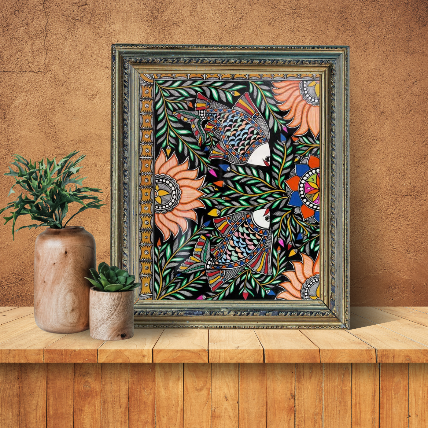 Madhubani Painting Fish Mandala (2)
