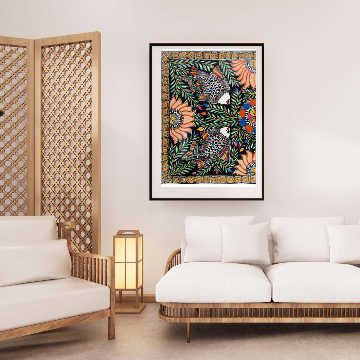Madhubani Painting Fish Mandala (4)