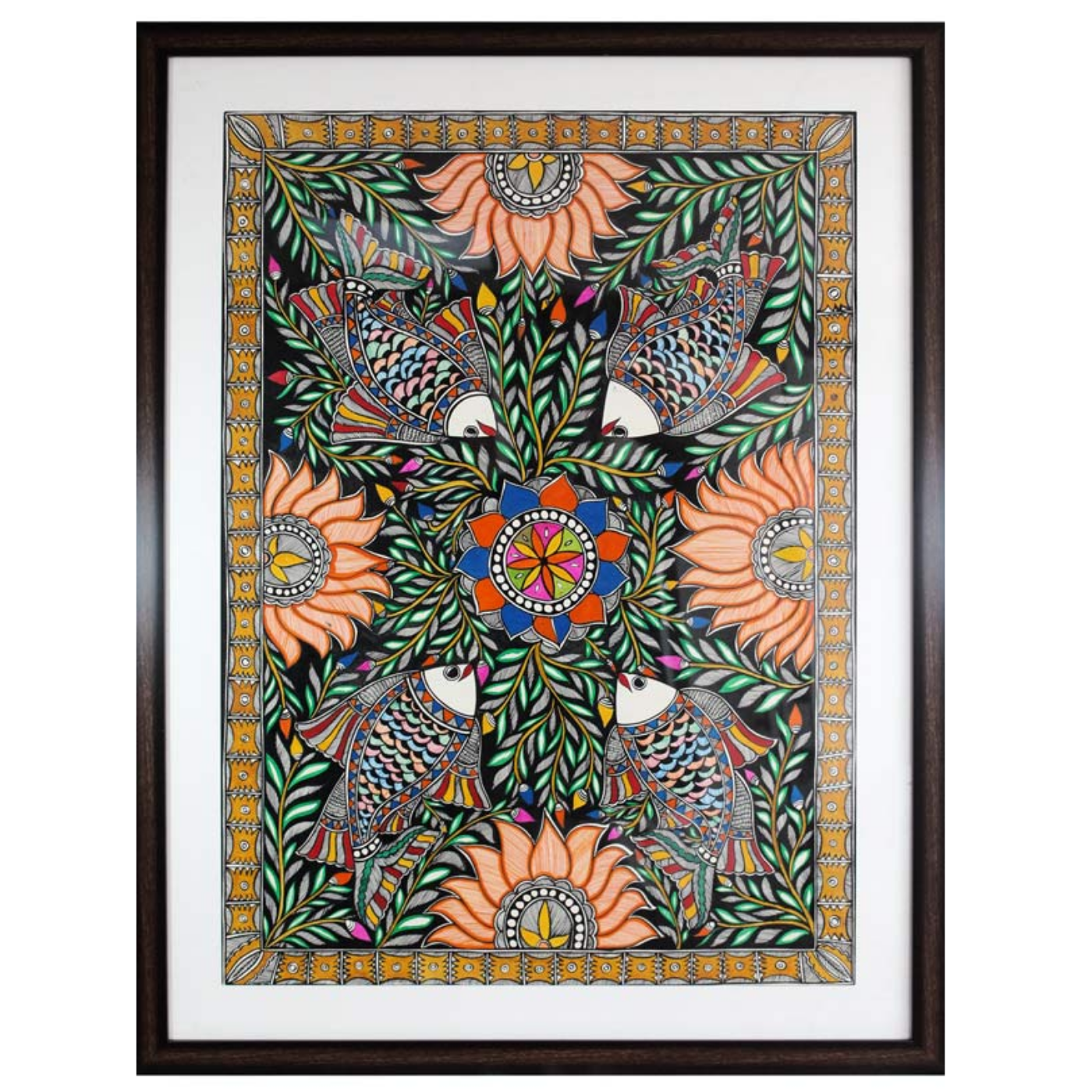 Madhubani Painting Fish Mandala