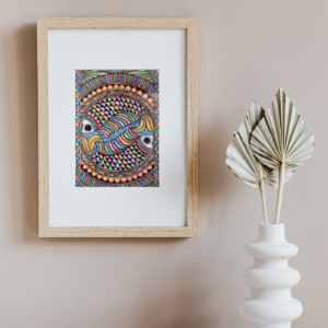 Madhubani Peacock Fish Painting