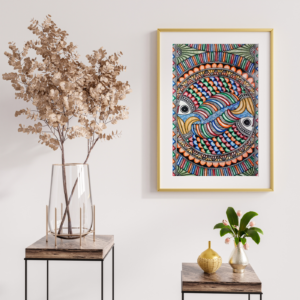 Madhubani Peacock Fish Painting