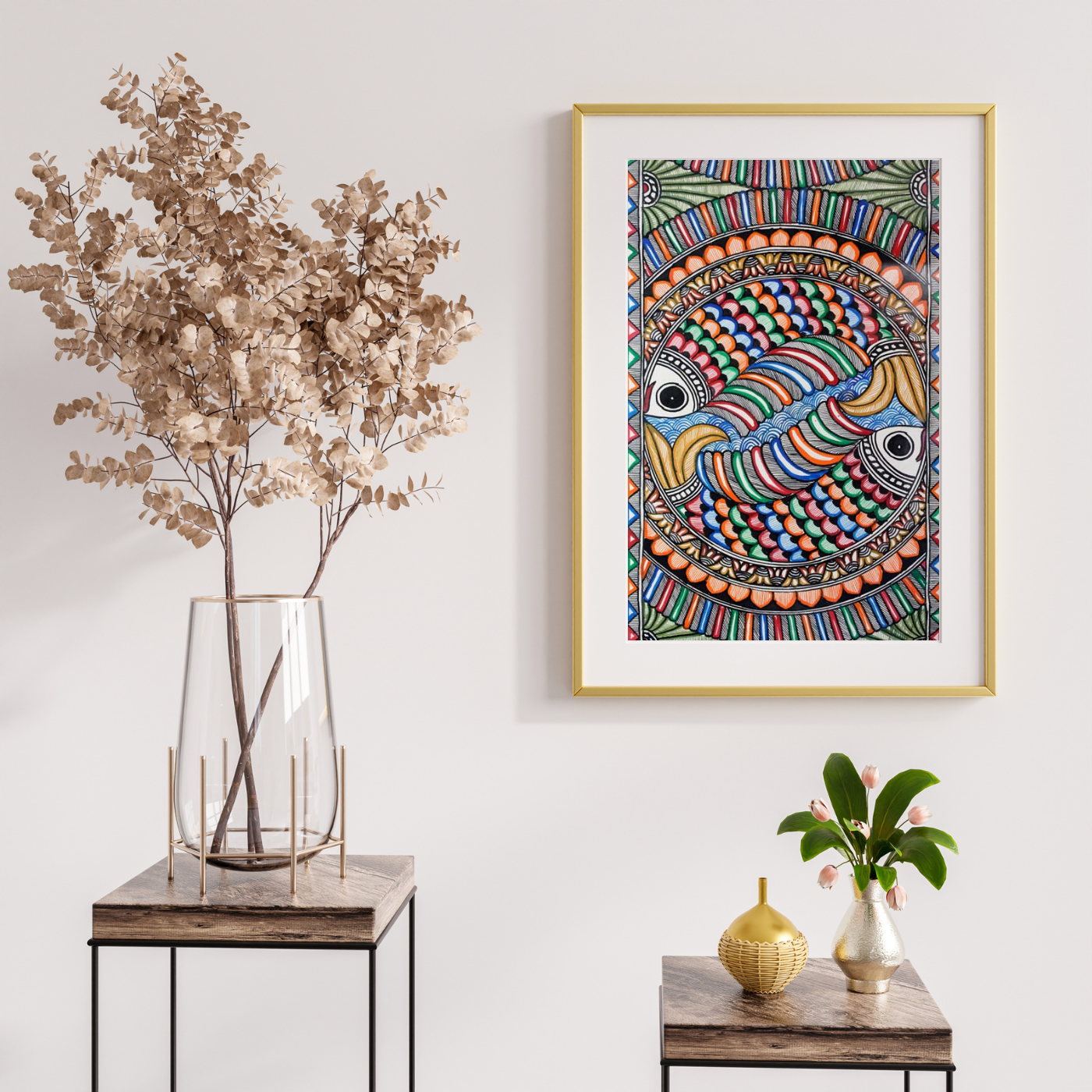 Madhubani Painting Peacock Fish (3)