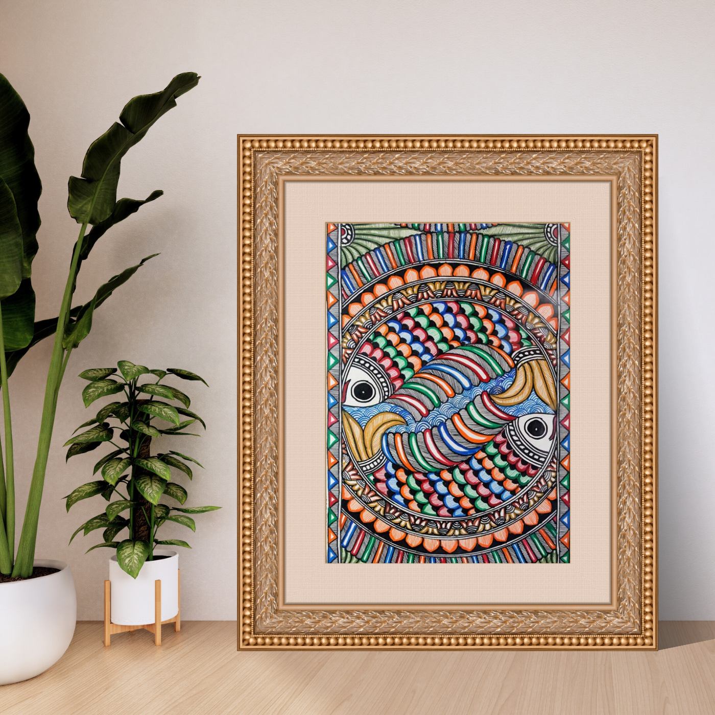 Madhubani Painting Peacock Fish (4)