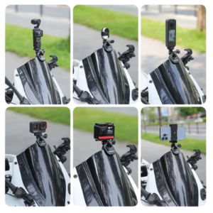 Motorcycle Windshield Mount for Action Cameras & Osmo 360